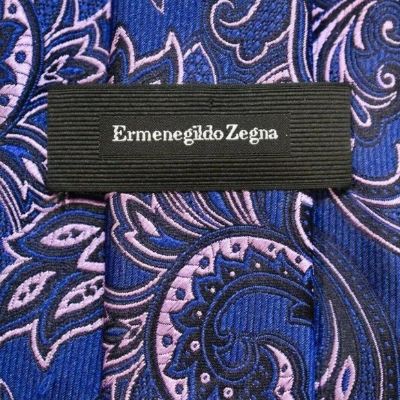 CURRENT Ermenegildo Zegna Purple Paisley Silk tie - Picture 1 of 3